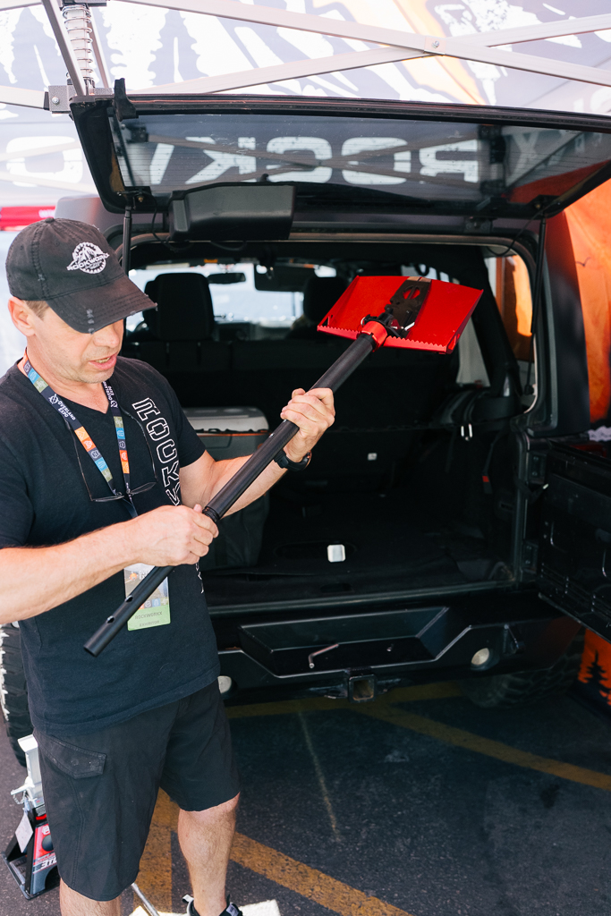 this Rockworkx Tow Hitch tool was one of the best gear finds we saw at the show, because it is practically every tool we could think of, all in one nifty package. Plus, it's a stool!